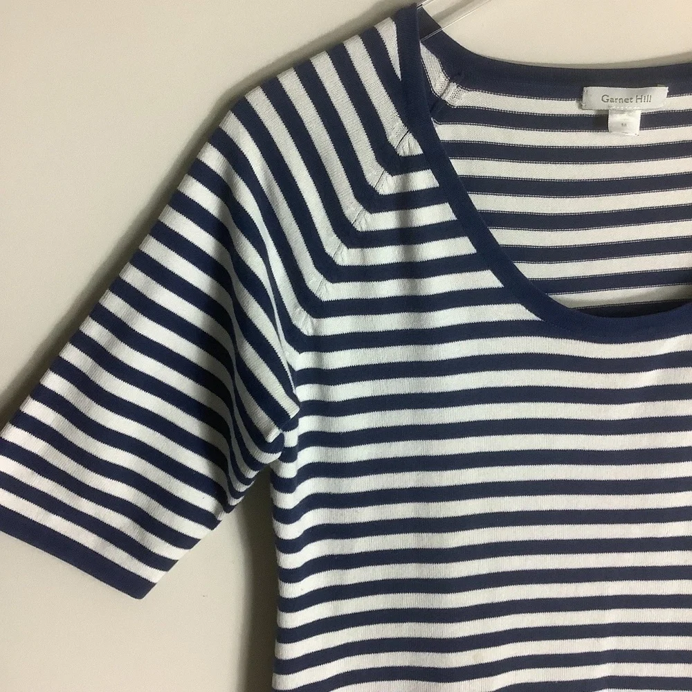 Garnet‎ Hill Marine Striped Shirt Knit Dress M